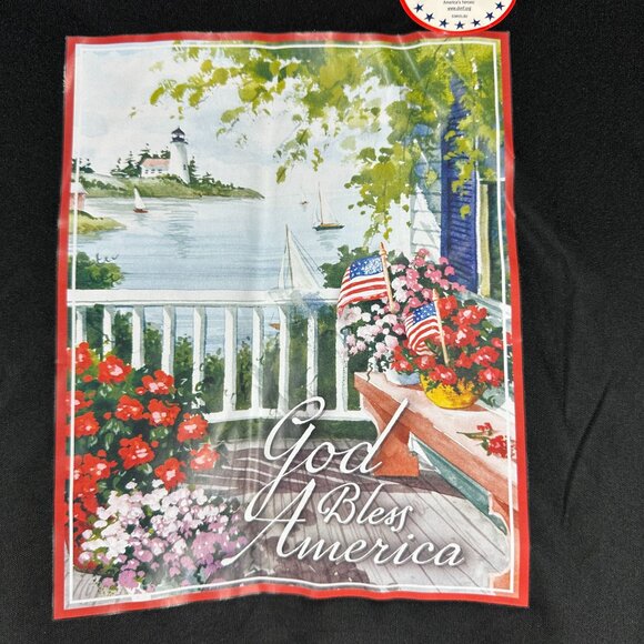 God Bless America Black Graphic Tee L Patriotic Scenic Print Short Sleeve Shirt - Picture 2 of 5